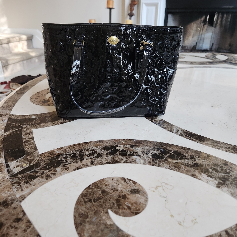 Coach Patent Leather Optic Signature Handbag